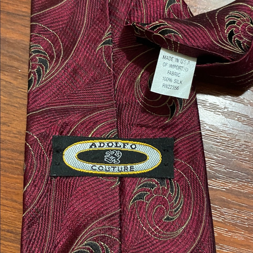 Adolfo Couture Red Silk Tie